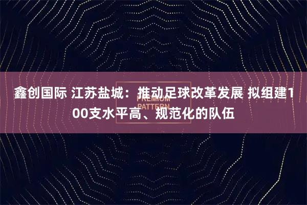 鑫创国际 江苏盐城：推动足球改革发展 拟组建100支水平高、规范化的队伍